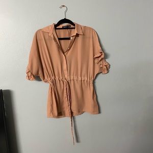 Cute boohoo button down tie top